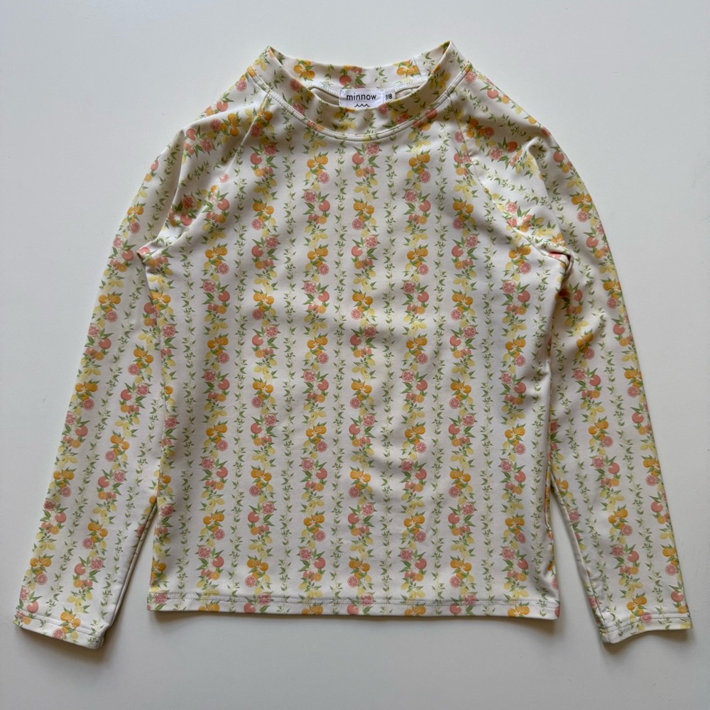 Minnow Kids Unisex Linear Citrus Rashguard - Size 7/8